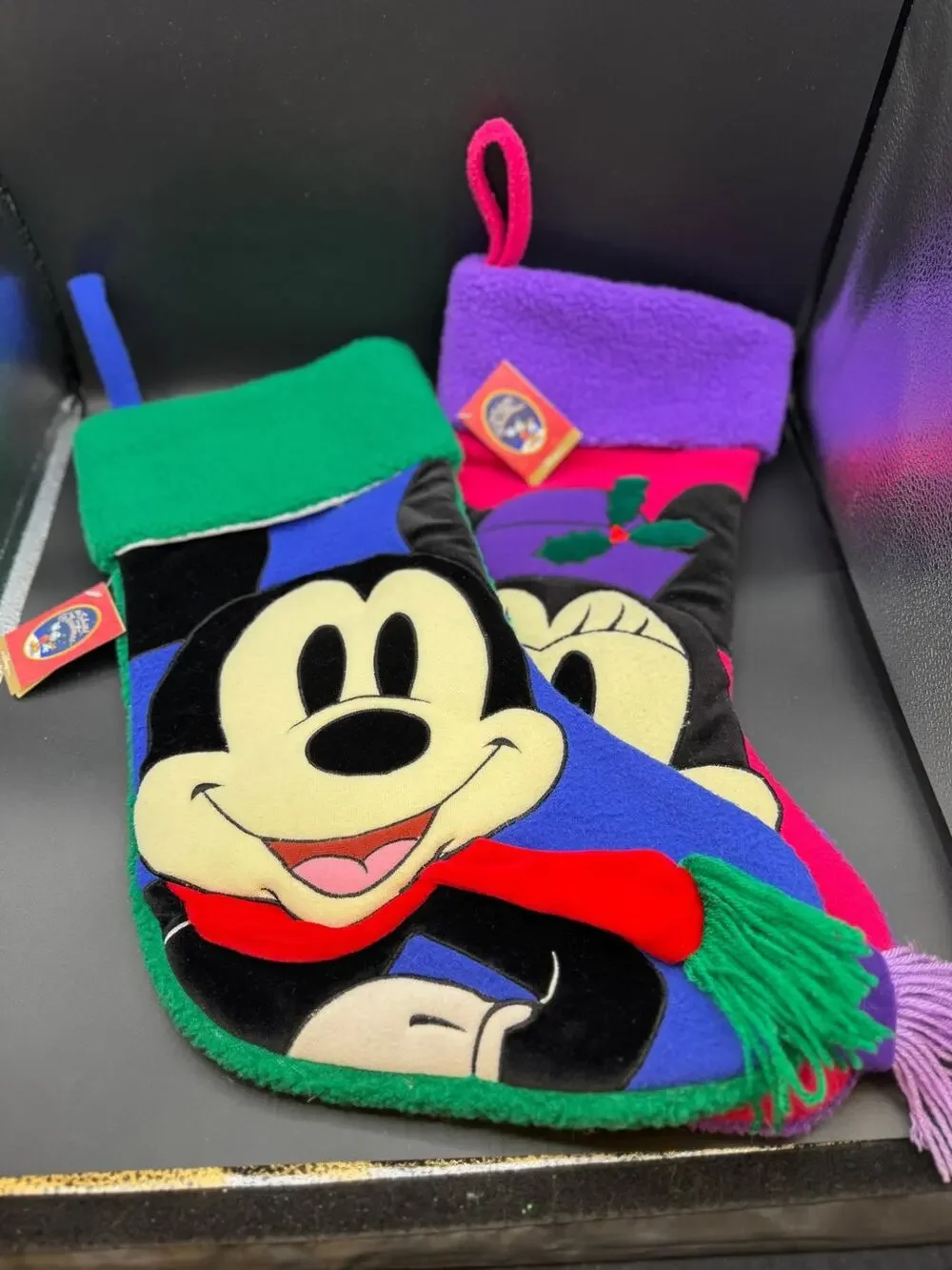 Vintage Mickey & Minnie Mouse Disney Stockings, Pair, NWT